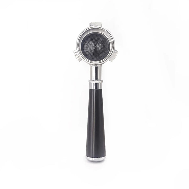 BG 53mm Bottomless Black Wooden Handle Portafilter - with Non-Pressurized Basket