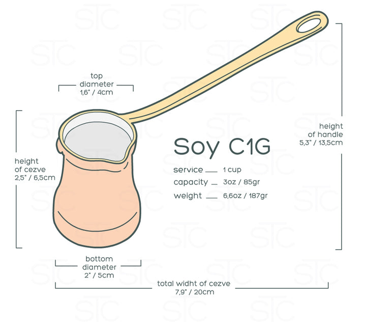 SOY C1G - Copper Turkish Coffee Pot, Silver Lining Inside - Brewing Gadgets India Private Limited