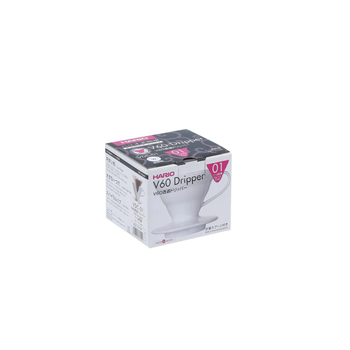 Hario V60-01 Ceramic Coffee Dripper, White - Brewing Gadgets India Private Limited