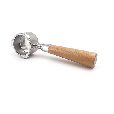 Precise 51mm Bottomless Wooden Handle Portafilter with Non-Pressurized Basket