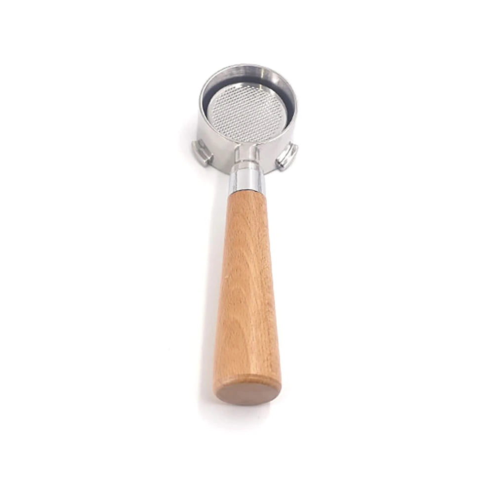 BG 51mm Bottomless Wooden Handle Portafilter - with Non-Pressurized Basket