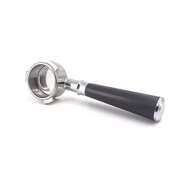 BG 53mm Bottomless Black Wooden Handle Portafilter - with Non-Pressurized Basket