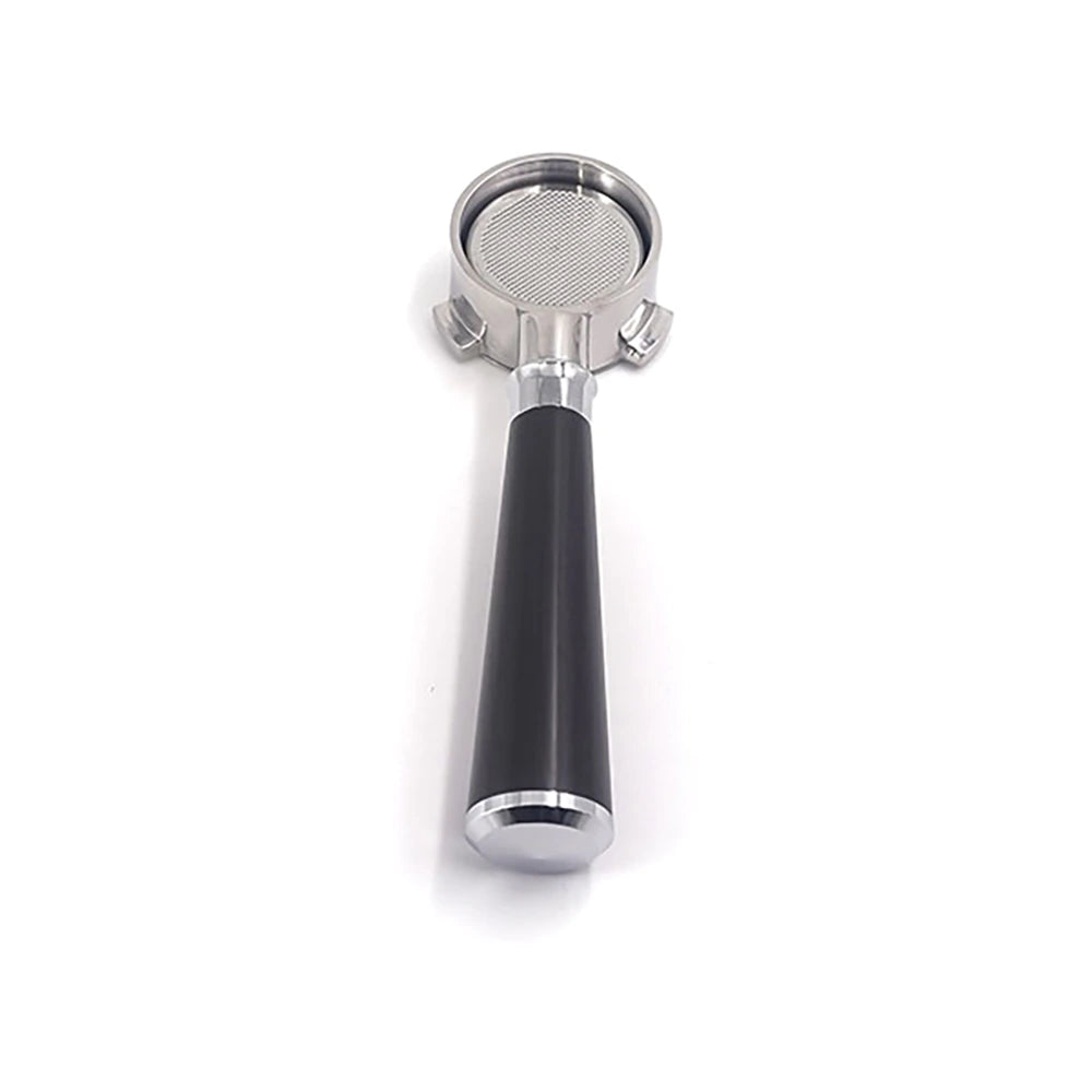 BG 53mm Bottomless Black Wooden Handle Portafilter - with Non-Pressurized Basket