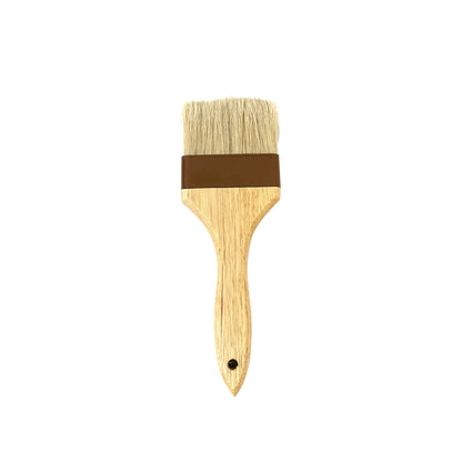 Precise Wide Flat Brush with Natural Bristles and Wooden Handle