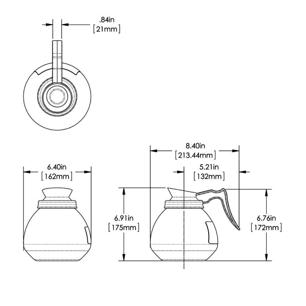Bunn Black Handle Glass Decanter