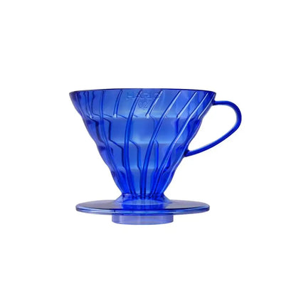 Hario V60-02 Plastic Coffee Dripper, Transparent Cobalt Blue