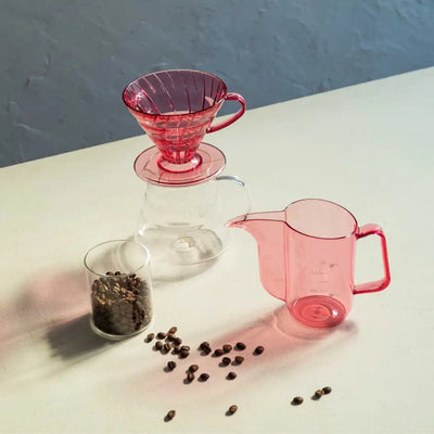 Hario V60-02 Plastic Coffee Dripper, Transparent Punch Pink