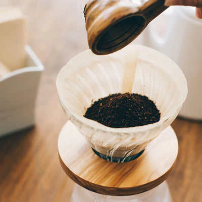 Hario V60-02 Glass Coffee Dripper with Olive Wood Holder