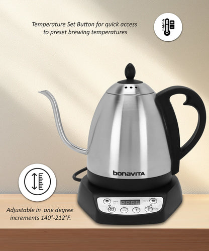 Bonavita 1L Gooseneck Kettle: Digital Variable Temperature