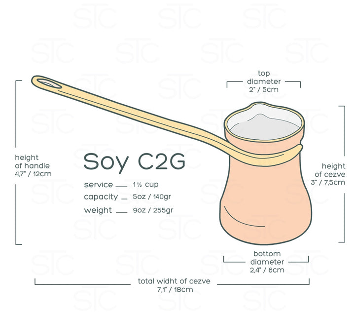 SOY C2G - Copper Turkish Coffee Pot, Silver Lining Inside - Brewing Gadgets India Private Limited