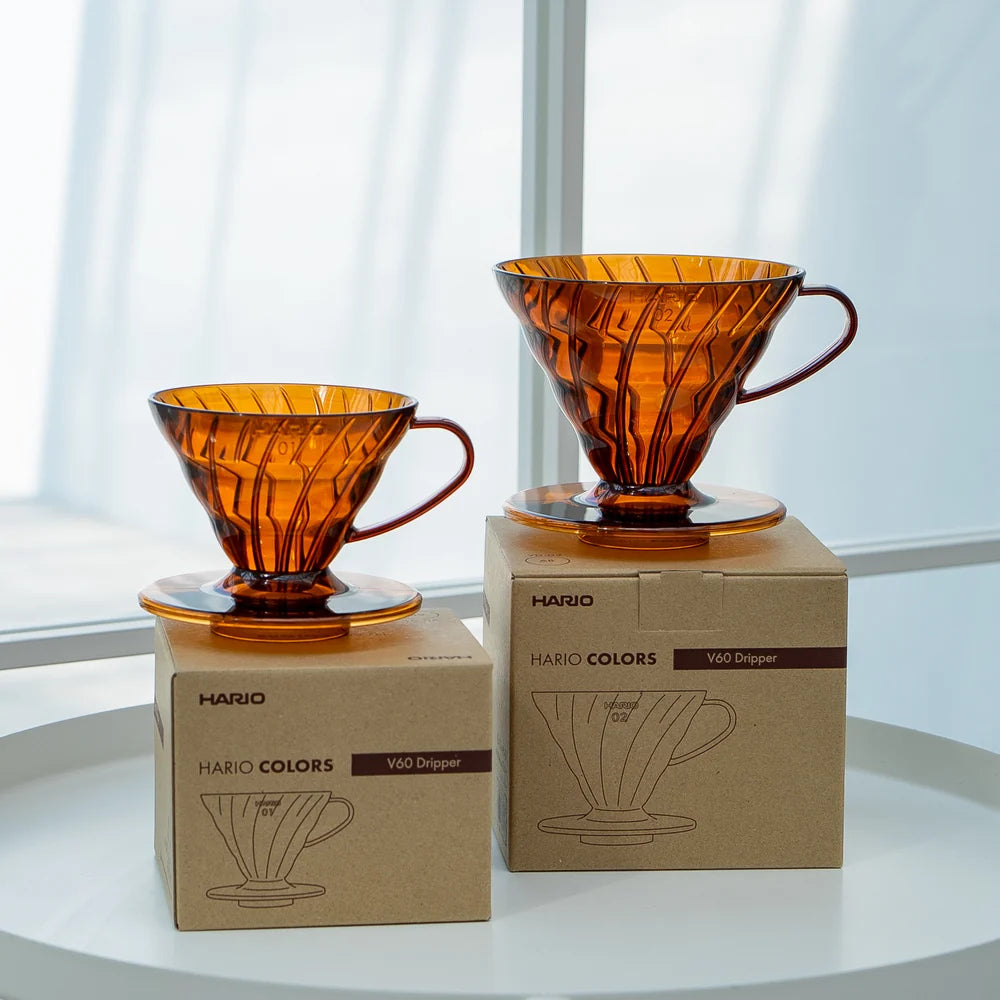 Hario V60-01 Plastic Coffee Dripper, Amber