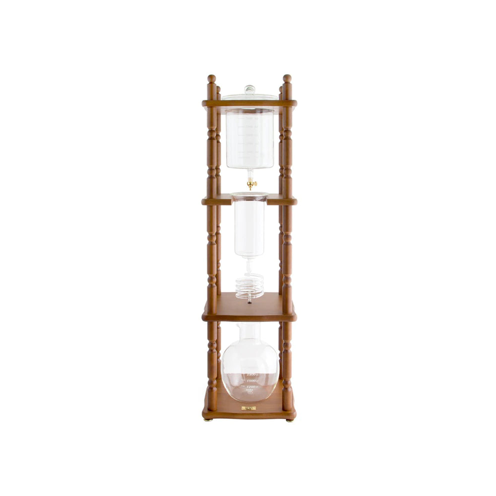 Yama Glass 25 Cup Cold Drip Maker Curved Brown Wood Frame